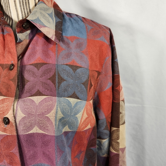 Alfred Dunner Multicolor Flower Block Print Button Down Top Petite Size 10P - Picture 3 of 9